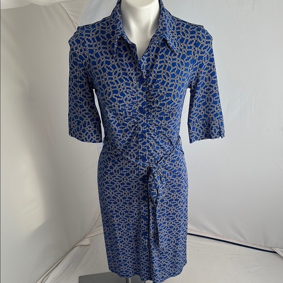 Laundry By Shelli Segal Dresses & Skirts - Laundry by Shelli Segal blue multi lattice print 3/4 quarter sleeve shirt dress